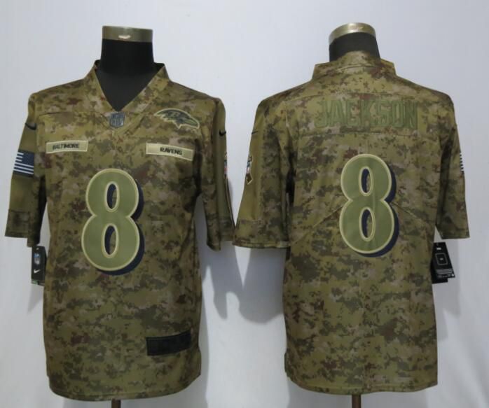 Men Baltimore Ravens #8 Jackson Nike Camo Salute to Service Limited NFL Jerseys
